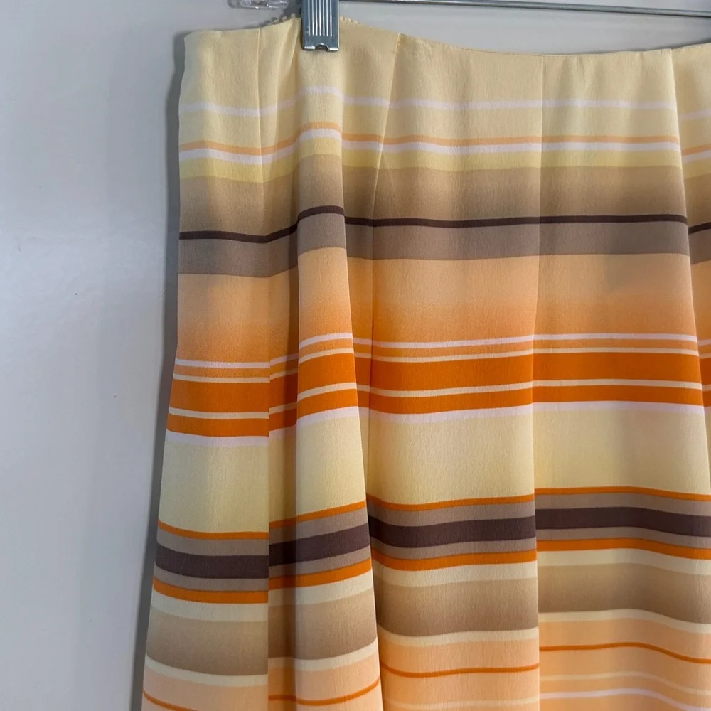Talbots Women's 100% Silk Fully Lined Skirt Yellow/Orange/Brown Size 12W NWT